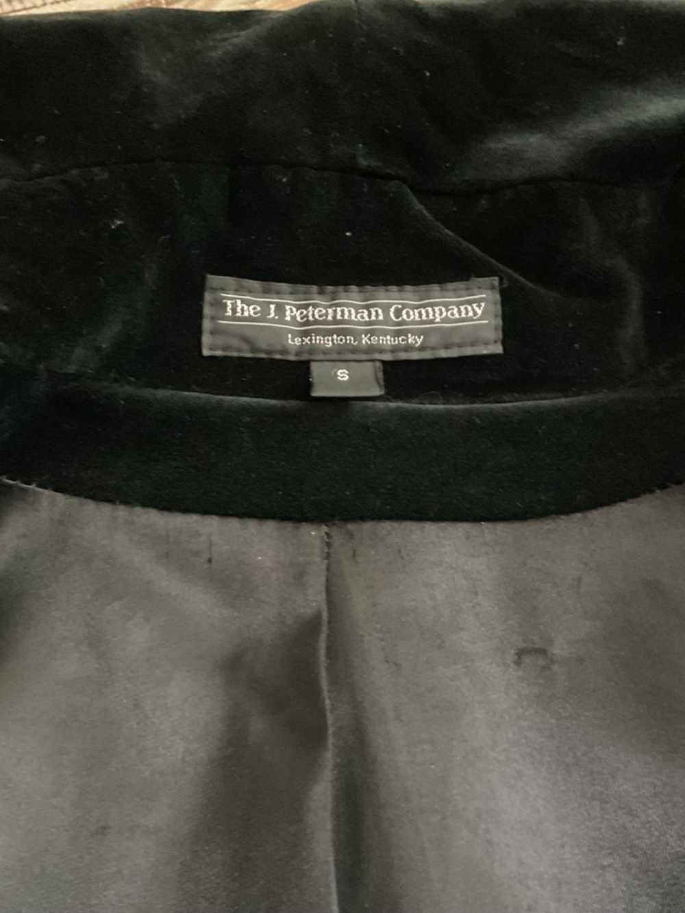 J Peterman Vintage Black Wool & Velvet Formal Overcoat - Picture 3 of 9